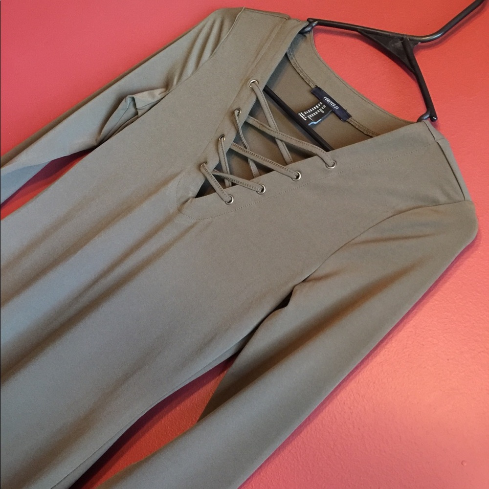 Olive green slinky bodycon dress
